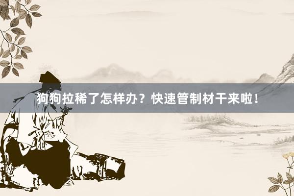 狗狗拉稀了怎样办？快速管制材干来啦！